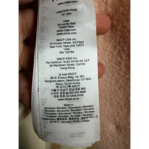 Maje Paris 36/4 Pink Wool Coat Boucle Long Jacket Minimalist Soft Blush Lined - Picture 14 of 16